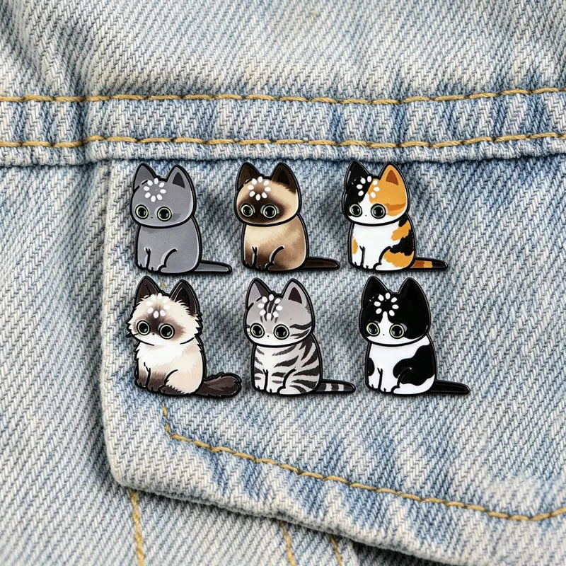 Cute Cat Enamel Pins Kawaii Loading Cat Brooches for Backpack Jeans Hat Animal Jewelry Gift