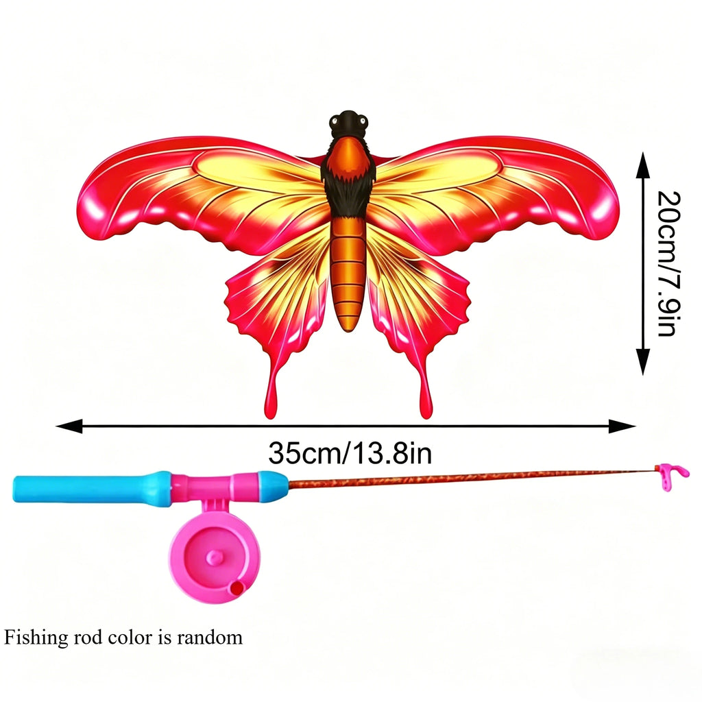 Kids Outdoor Mini Animal Kite with Foldable Fishing Rod - Butterfly Parrot Swallow