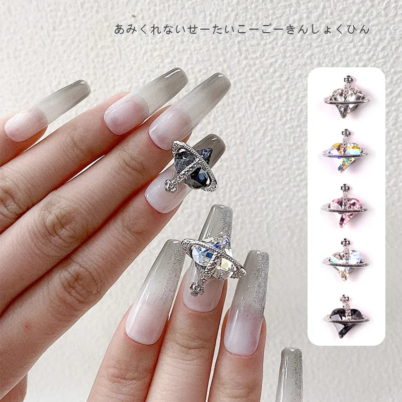 10pcs Nail Rhinestone Charms Set Silver Gold Nail Art Accessories DIY Luxury Parts