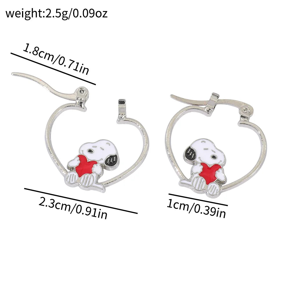 Sweet Snoopy Enamel Pendant Earrings - Cute Jewelry Gift for Fans