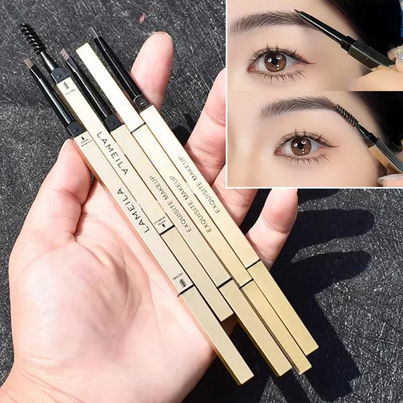 Waterproof Sweatproof Double Head Eyebrow Pencil with Brush - Natural Eye Makeup Tool