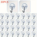30 Pcs Transparent Self-Adhesive Wall Hooks for Kitchen Bathroom, Traceless Non-Slip Mounts