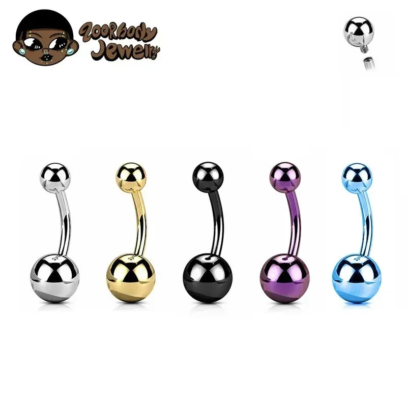 Titanium Belly Piercing Navel Ring 14G Gothic Waist Bead Jewelry