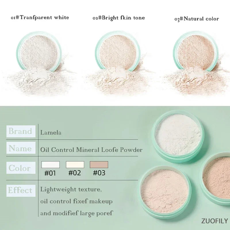 Loose Face Powder - Oil-Control, Waterproof, Matte Finish, Sets Makeup - Multiple Colors
