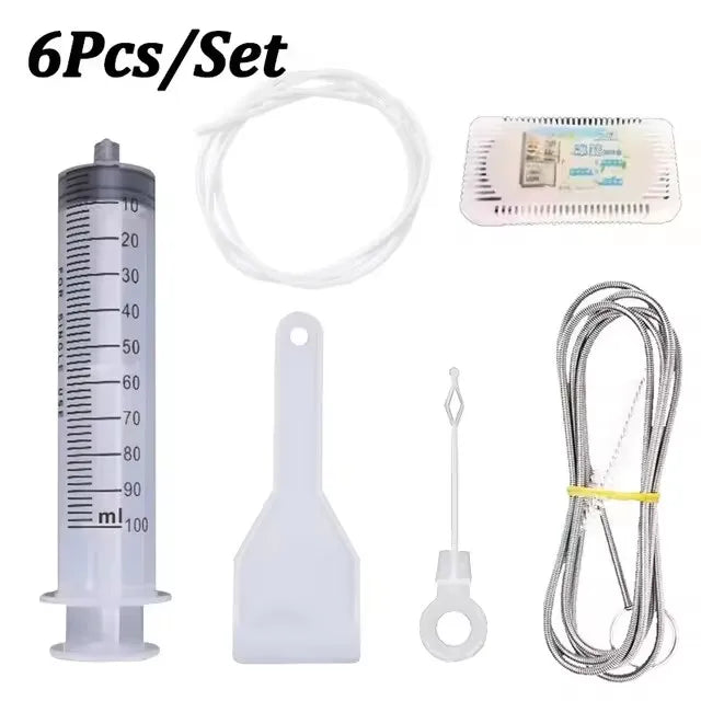 Refrigerator Drain Hole Clog Remover Kit - Pipe Cleaner & Water Outlet Brush