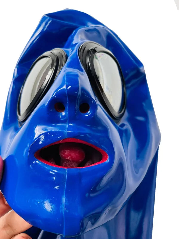 Latex Hood Rubber Mask with Transparent Eyes and Red Mouth - Fetish Costume