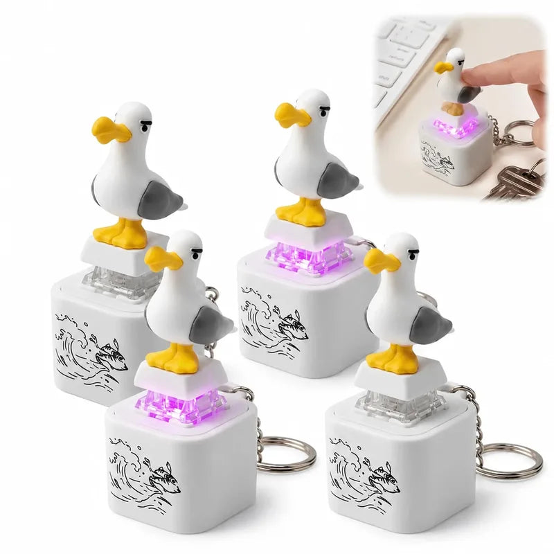 Rechargeable Bird Keychain with Sound & LED Light - Stress Relief Toy