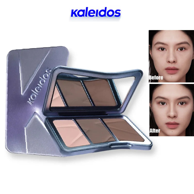 Kaleidos Contour Highlighter Palette - 3 Natural Matte Face Shades for Brightening & Nose Contouring