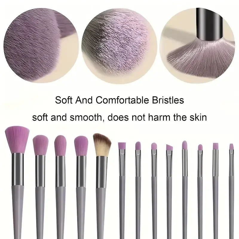Professional 13-Piece Makeup Brush Set - Foundation Eyeshadow Blush Powder Blending Cosmetic Tools