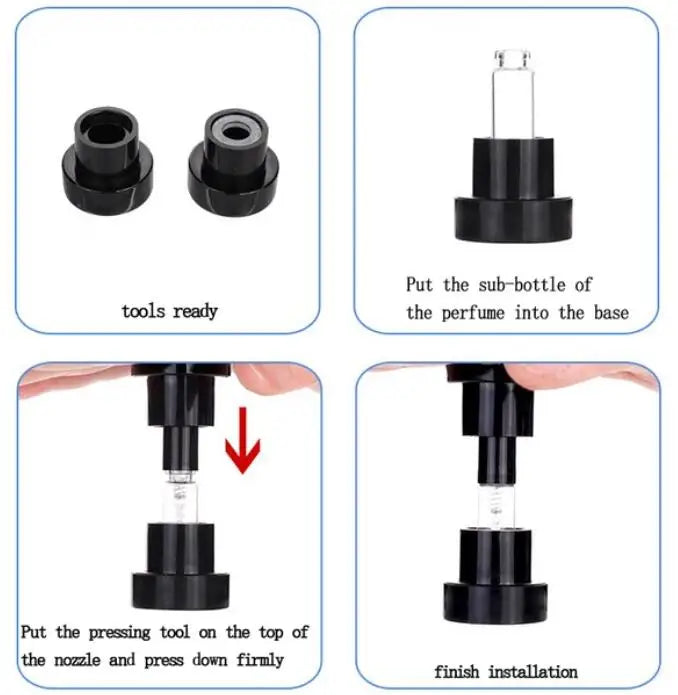 Glass Perfume Sample Bottles with Bayonet/Snap-On Pump 1ml–2.5ml Set