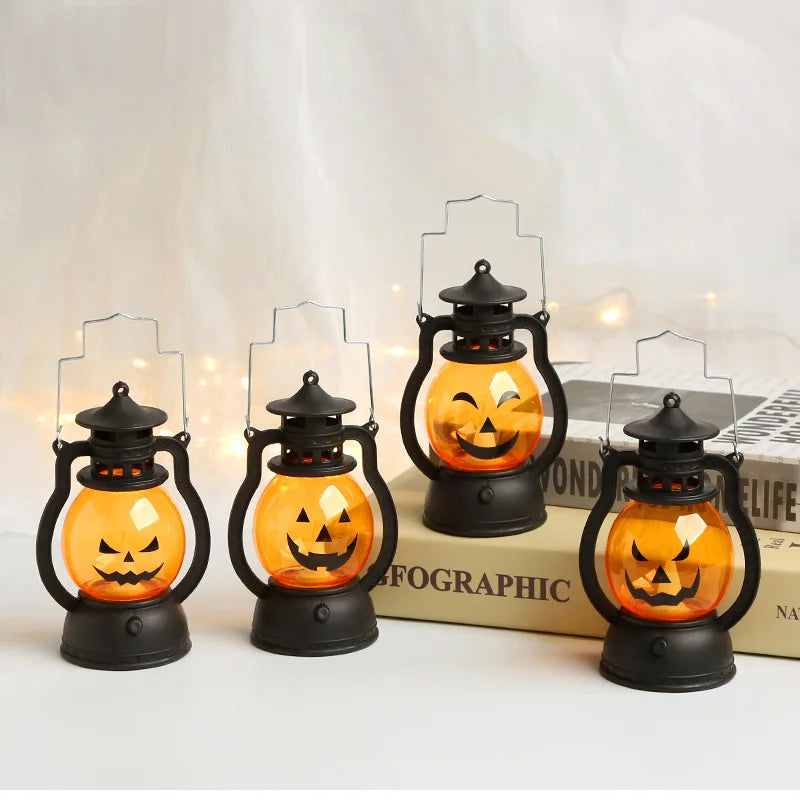 Halloween LED Hanging Pumpkin Lantern Light Ghost Lamp - Small Oil Lamp Decor