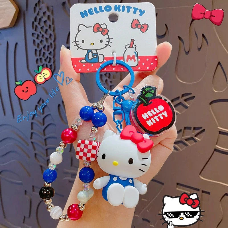 Kawaii Hello Kitty Doll Keychain Cartoon PVC Car Pendant Backpack Accessory