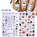 Halloween Nail Decals 2 Sheets Adorable Ghosts Pumpkins Spider Web Bat Lollipops