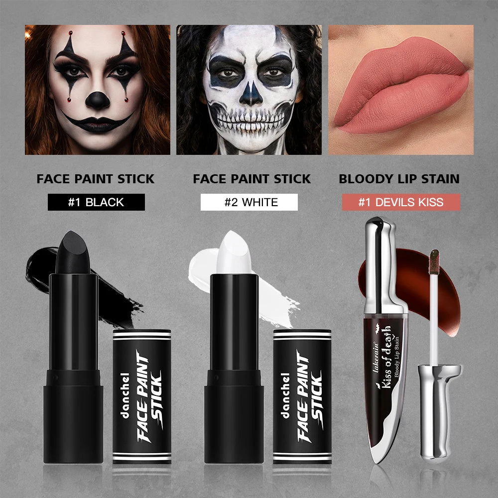 Halloween Cosplay Makeup Kit 6pcs with Hair Spray, Lipstick & Fake Blood