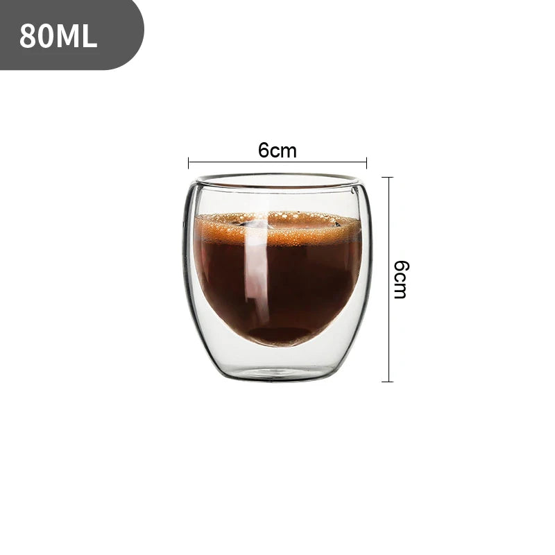 Double-Layer Insulated Glass Coffee Mug - High Borosilicate Tea Cup, Heat Resistant Drinkware