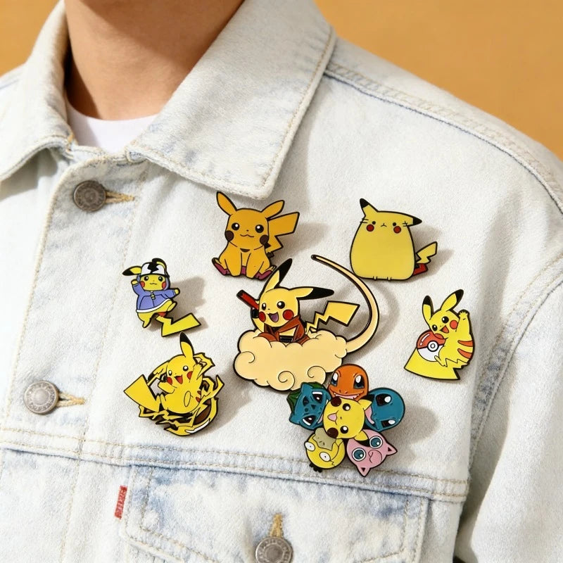 Pokemon Brooch Pikachu Metal Badge Anime Cartoon Clothes Backpack Decoration Accessories
