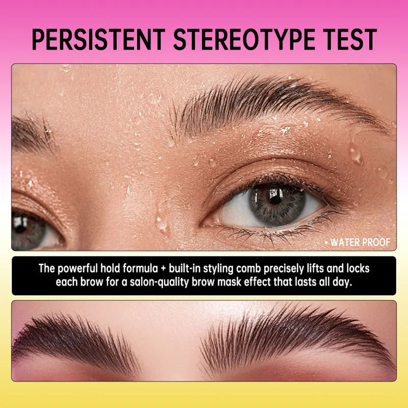 Long Lasting Brow Gel with Comb - Strong Hold Clear Eyebrow Styling Wax