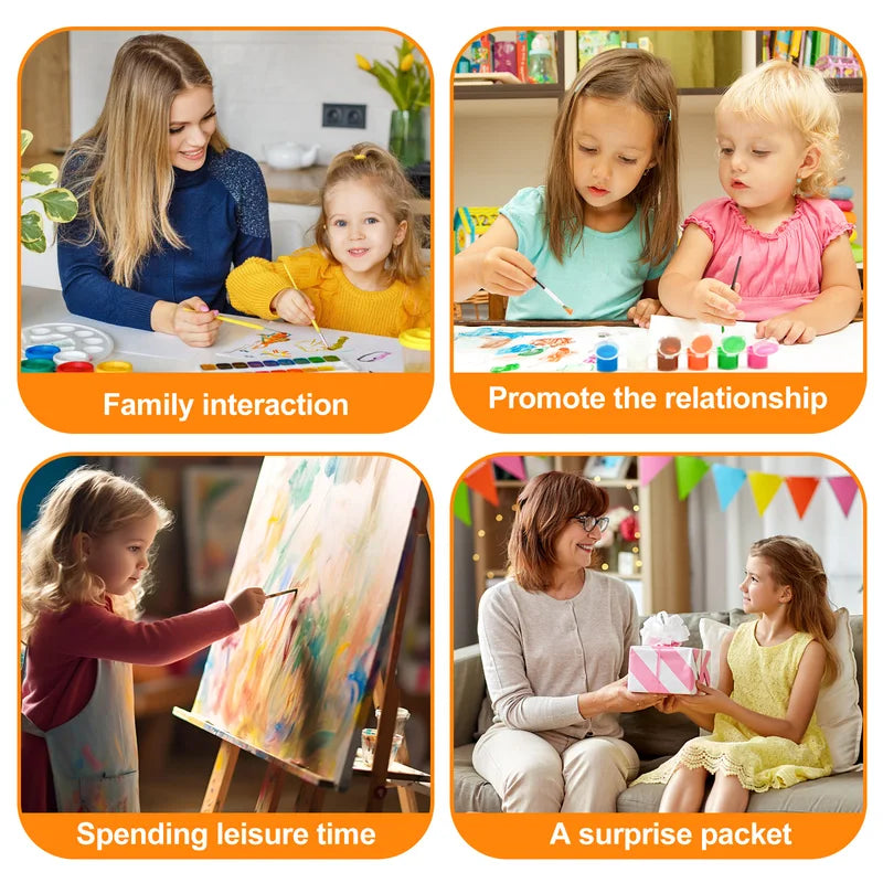 Complete Painting Set with Canvas & Brushes - Wall Hanging Art Kit for Beginners