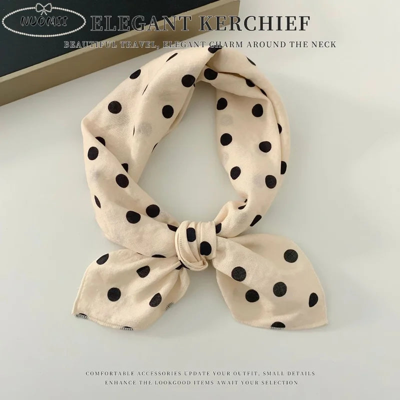 Small Square Scarf with Cherry Flower Print - Elegant Silk Cotton Linen Accessories