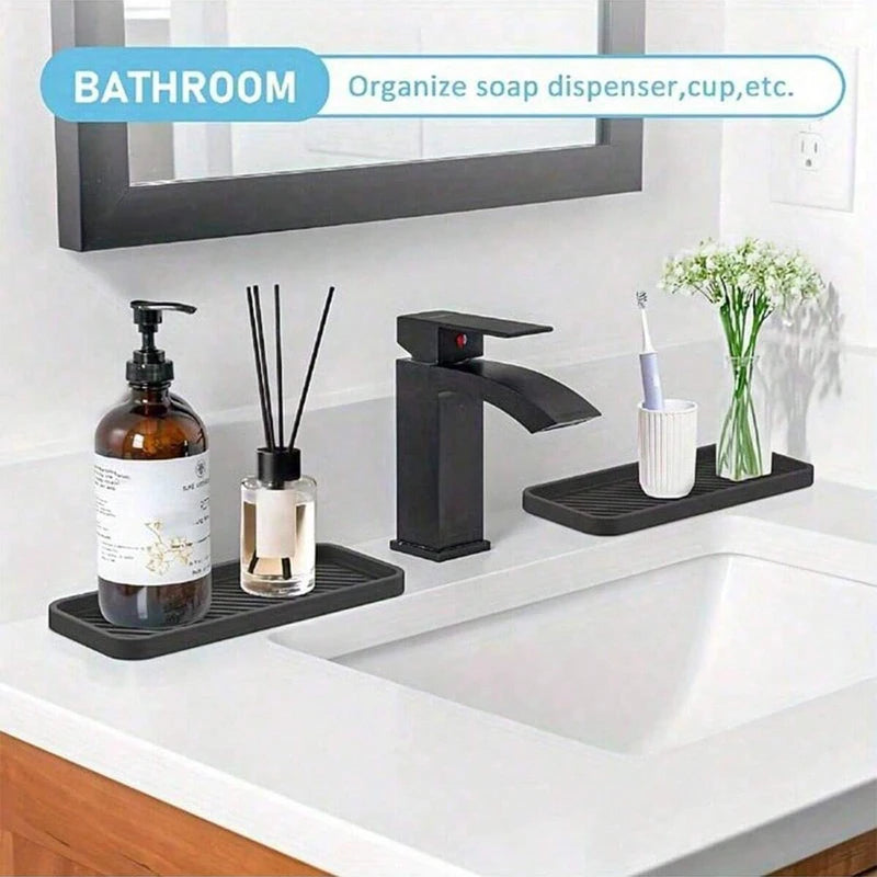 Silicone Sponge Holder Kitchen & Bathroom Organizer Tray - Multi Color