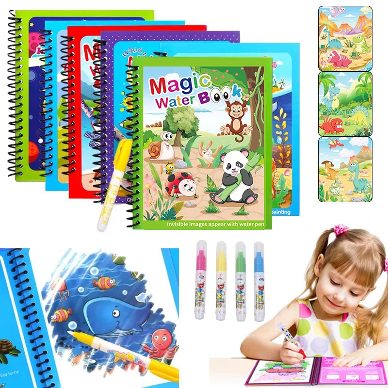 Children's Reusable Watercolor Painting Book with Refill Water Pen - Animal Cartoon Art Toy