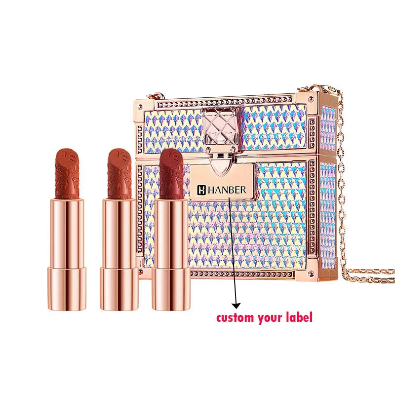 Waterproof Matte Lipstick Set - Long Lasting Lip Gloss Kit with Velvet Finish and Leather Bag