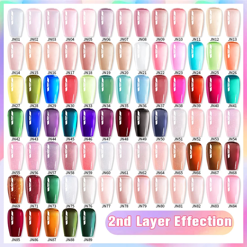 Jelly Nude Gel Nail Polish Set - 50 Semi-Transparent Colors for UV & LED Nails
