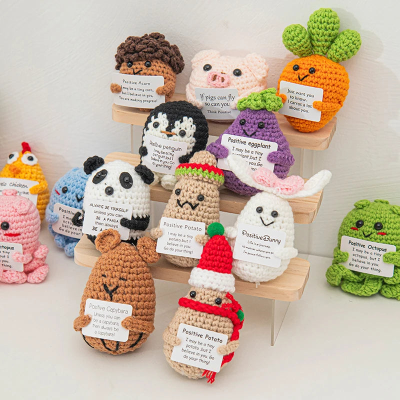 Crochet Animal Ornament Set - Woven Cartoon Decor for Room and Desk