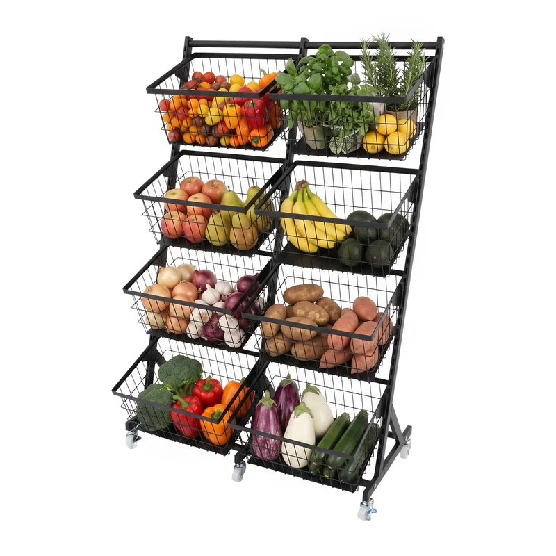 Mobile Snack Display Rack with Wheels for Kitchen & Store Storage