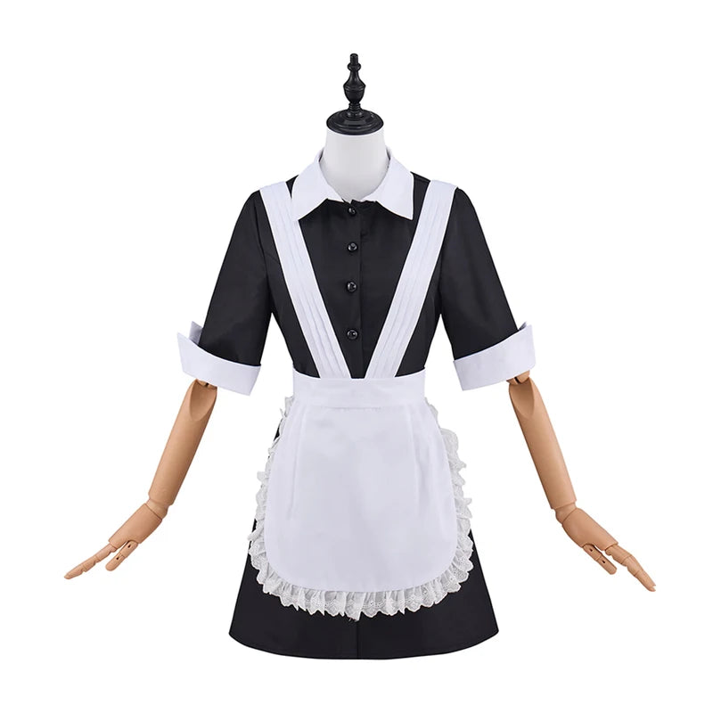 Magenta Rocky Horror Costume Maid Dress with Apron for Halloween Party Disguise