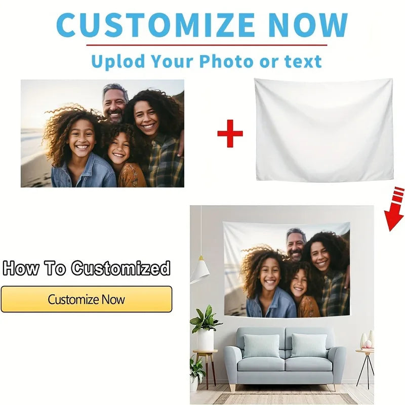 Custom Photo Tapestry Wall Hanging Personalized Decor for Home Indoor Banner