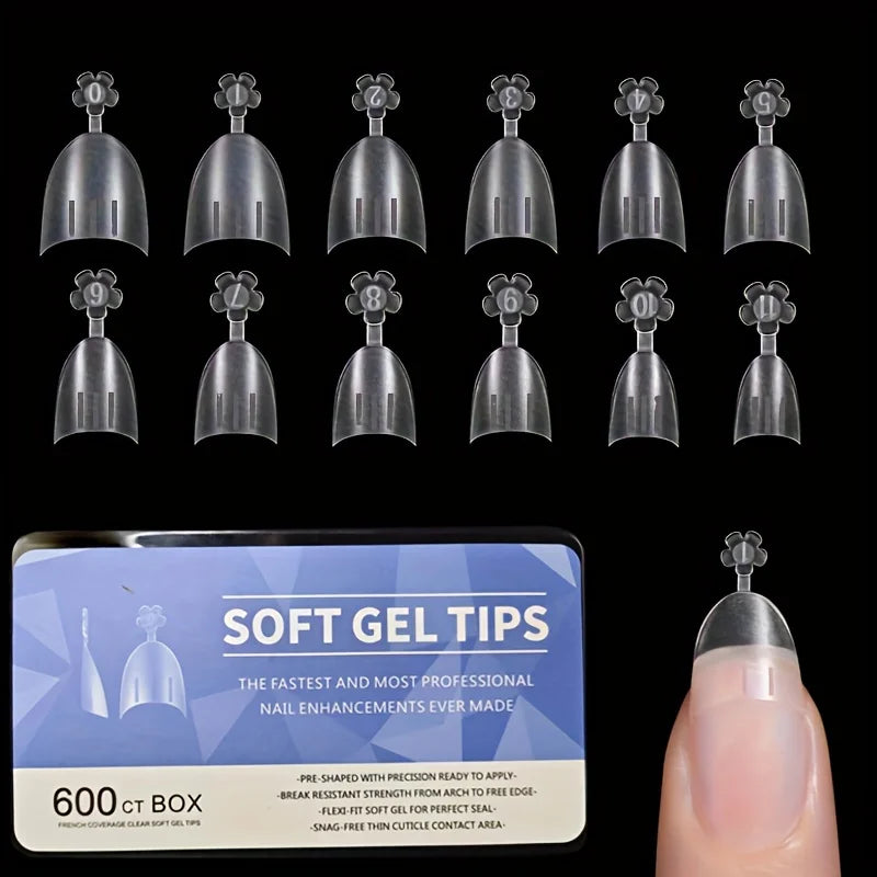 Square Matte Transparent Nail Art Stickers - 600 Pieces for Nail Extensions & Design