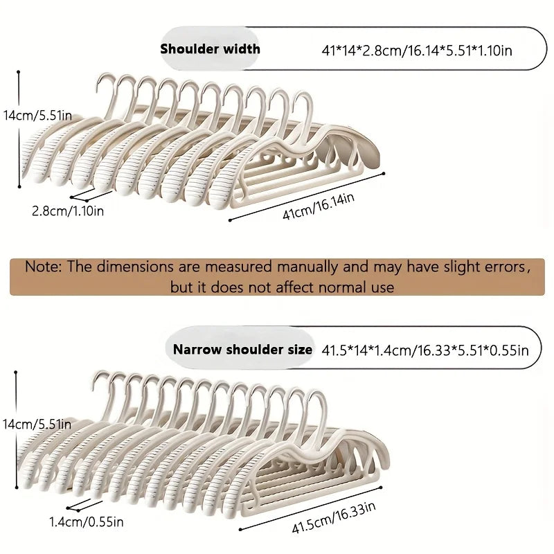 Wide Shoulder Hangers Set - Space Saving Non-Slip Closet Organizer, Short Neck