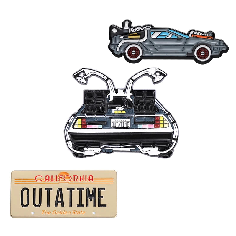 Back To Future Enamel Pin Time Machine Sci-Fi Movie Brooch Lapel Badge Jewelry Gift