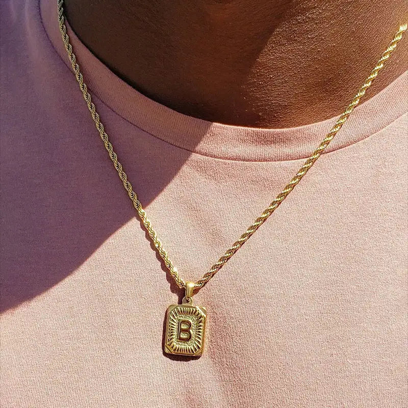 Personalized Gold & Silver Letter Necklace - 18K Gold-Plated Chain Pendant for Men & Women