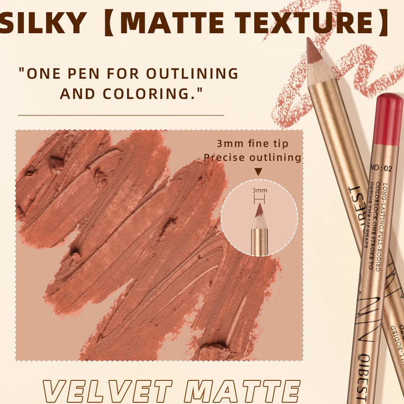 Matte Gold Lip Liner Pen Set - Long-Lasting, Smudge-Proof, Non-Sticky 12-Piece Kit