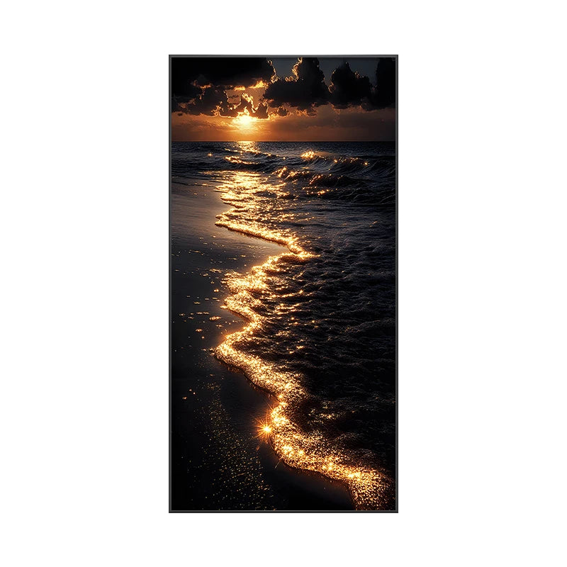 Modern LED Wall Lamp for Living Room & Entrance Decor - Gold Sea Wave Abstract Design