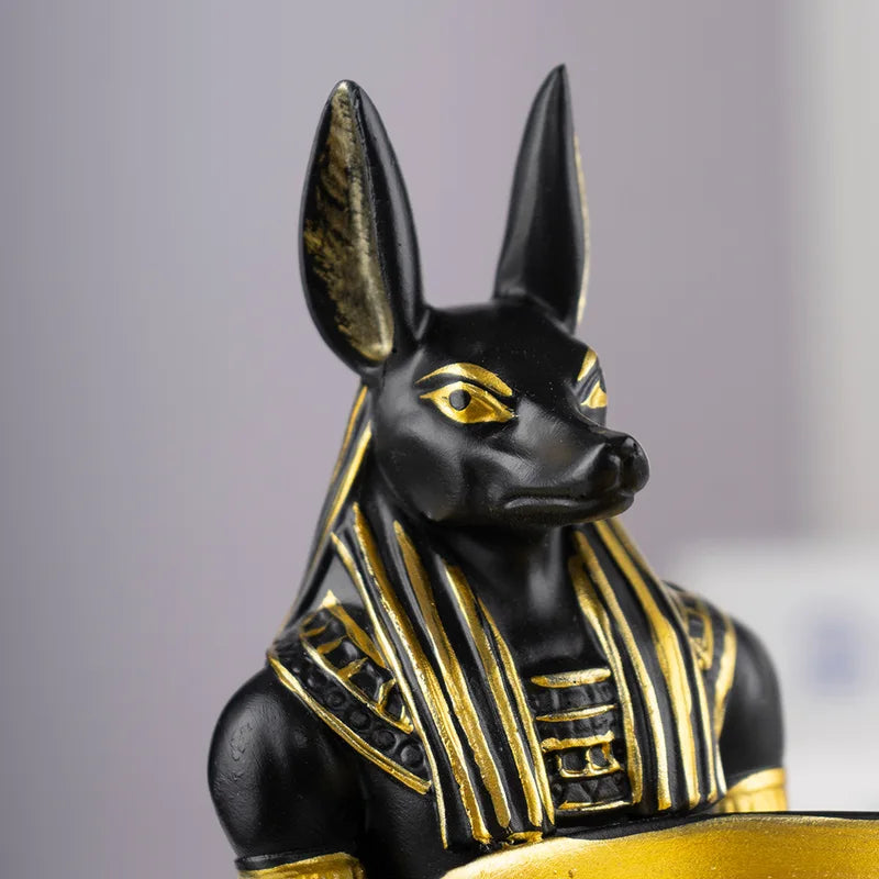 Ancient Egyptian Anubis Resin Storage Tray - Decorative Table Ornament Gift