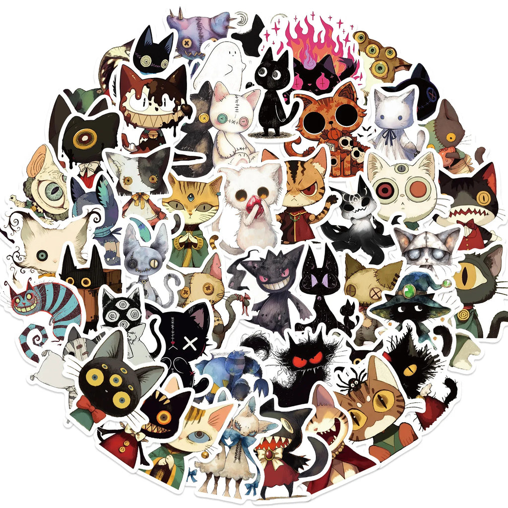 50PCS Gothic Stickers for Teens and Boys - Cool Satanic Skull Skeleton Decals for Laptop Book Luggage