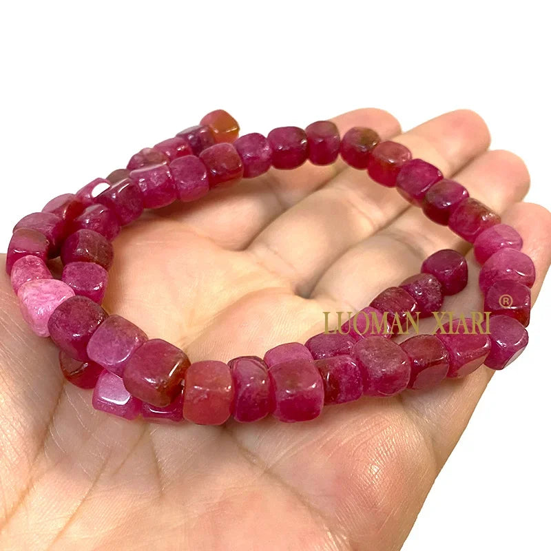 Natural Chalcedony Cube Beads 8x8mm Loose Square Spacer Stones for Jewelry Making