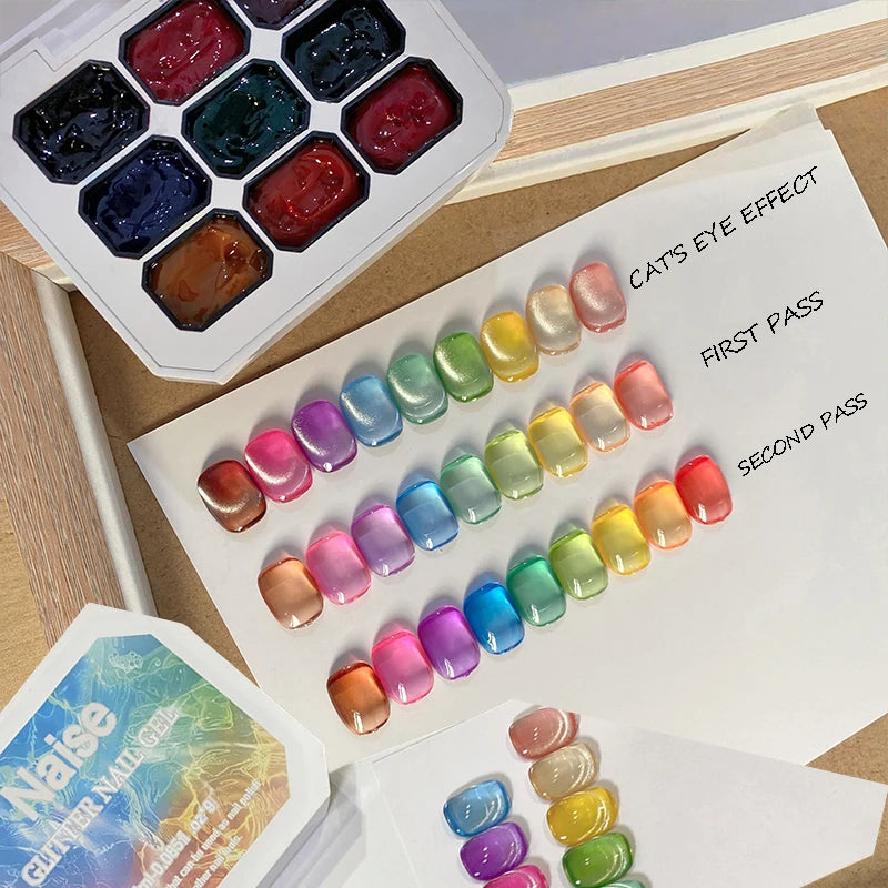 Summer Jelly Color Solid Nail Polish Gel Set - 9 Colors, Overlays & Strong Hold