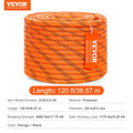 120ft Multi-Use Polyester Climbing Rope - Heavy Duty 3/8in 48-Strand Double Braided Cord