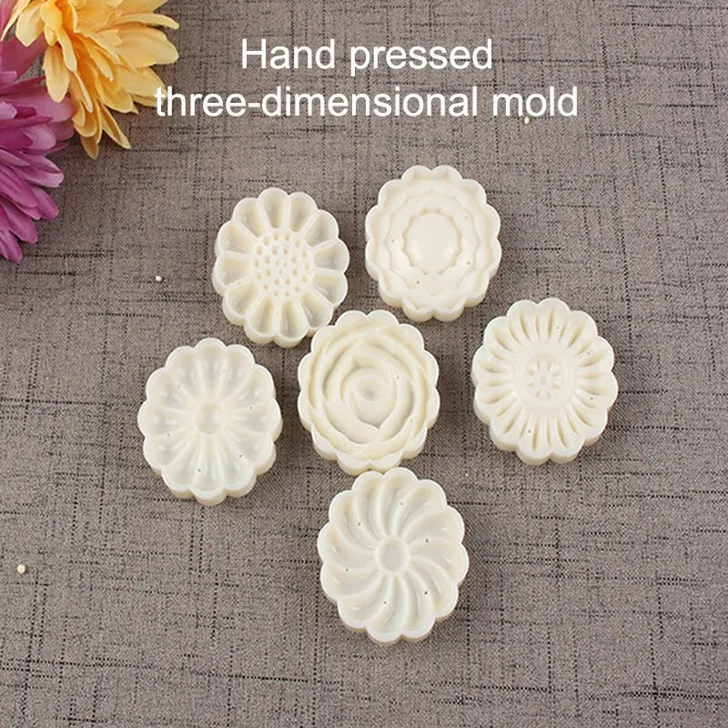 DIY Mooncake Mold with Flower Stamps - Mid-Autumn Festival Fondant Decoration Tool