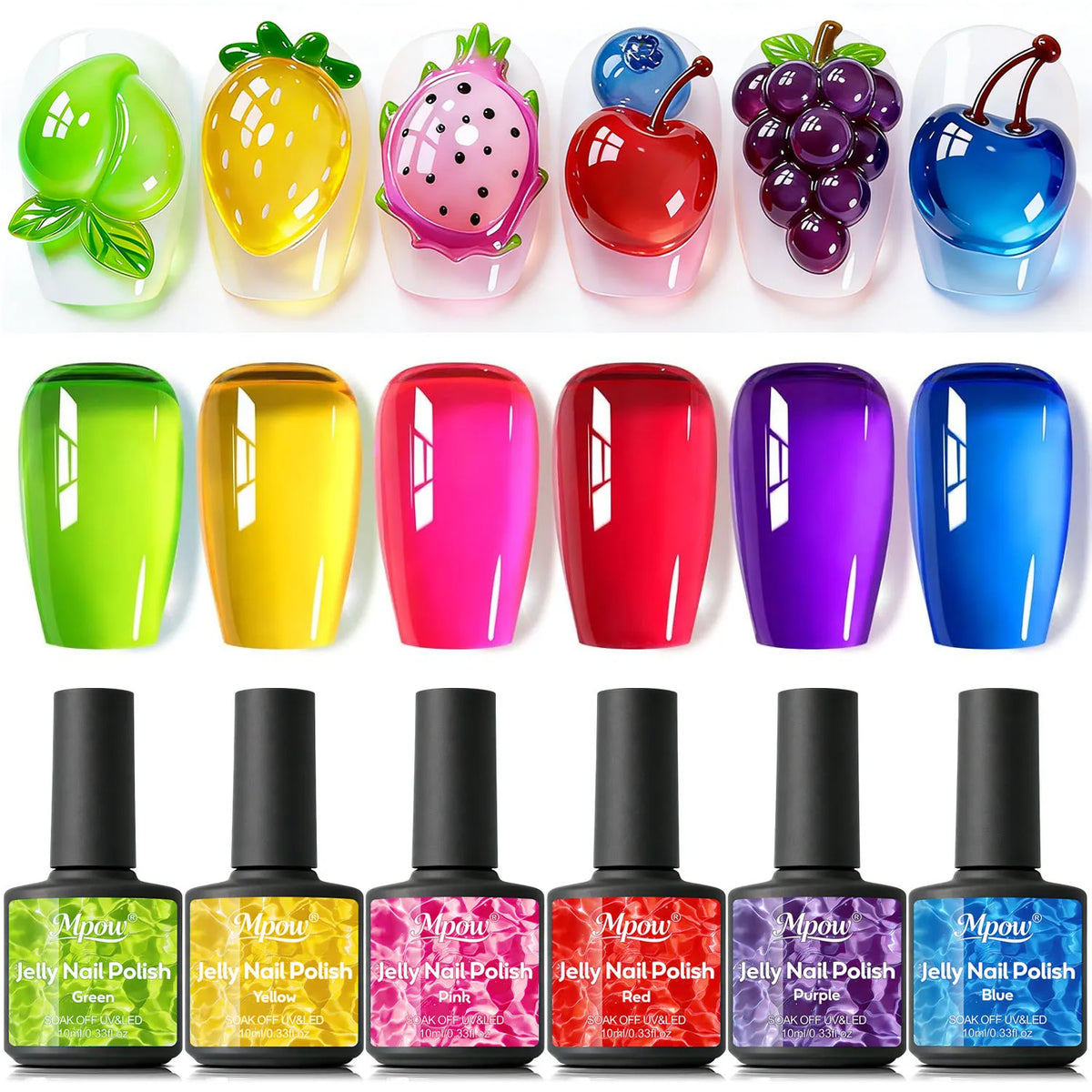 Jelly Gel Nail Polish Set - Colorful Translucent UV LED Curable Nail Art Kit
