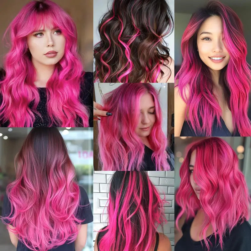 Colorful Clip-In Hair Extensions 5-Piece Rainbow Hair Set for Women & Girls