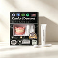 Moldable Silicone Denture Kit - Upper & Lower False Teeth with Free Toothbrush & Toothpaste, Natural Ivory, Color Variants