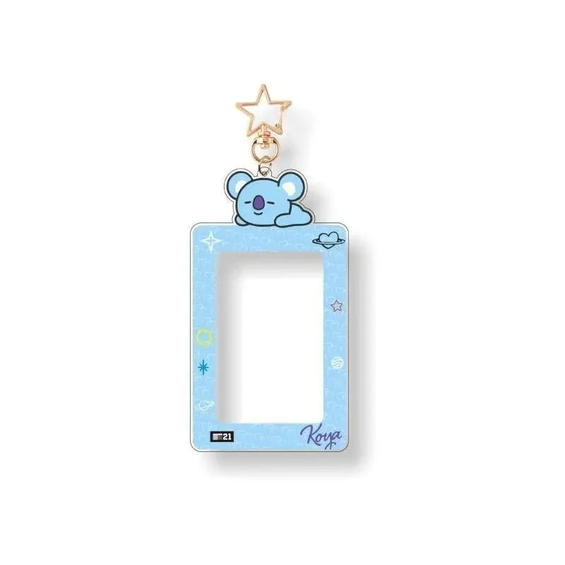 Kawaii BT21 Card Holder Keychain with Card Storage Pendant ID Badge Case