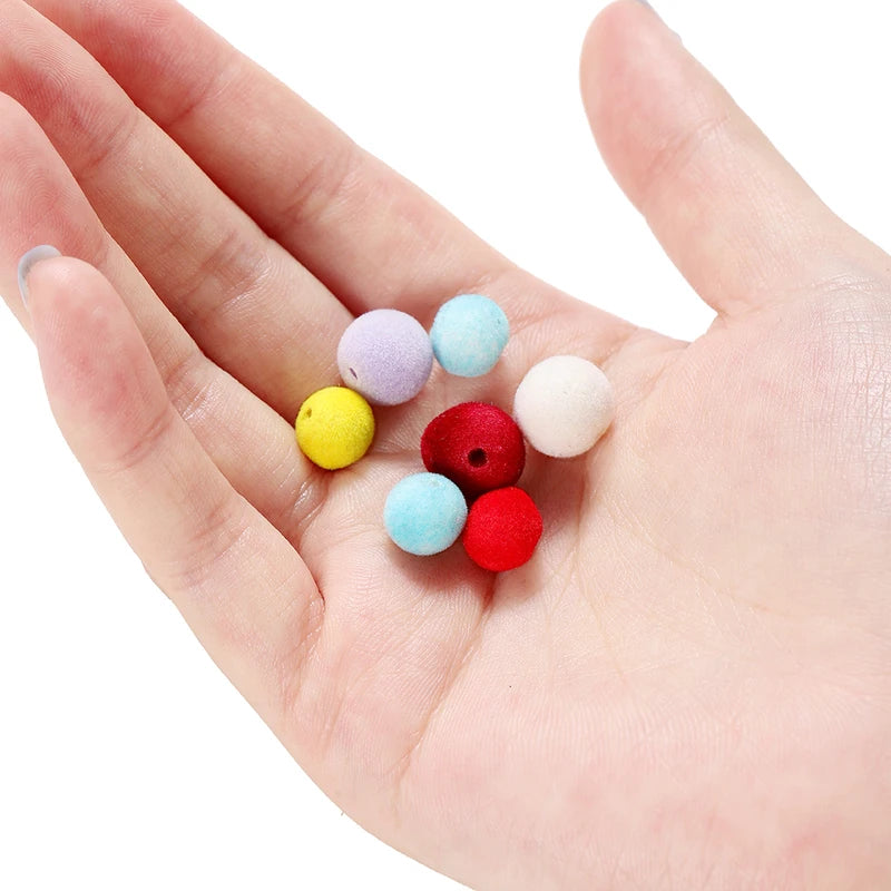 Colorful Acrylic Flocking Bead Spacer Set for Jewelry Making - 30 Pieces