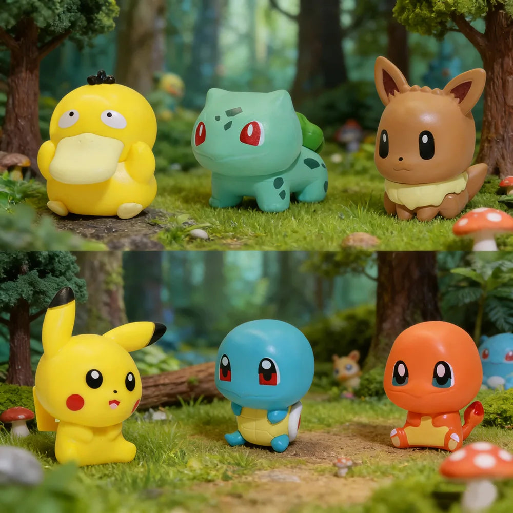 Mini Anime Pokemon Figures Set - Pikachu Bulbasaur Charmander Munchlax Toys