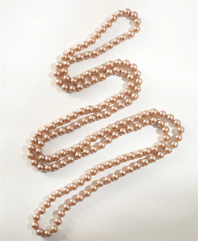 Long Pearl Necklace for Women Handmade Beaded Chain Jewelry Accessories